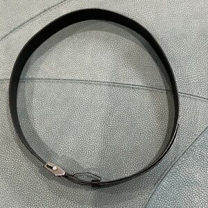 Prada Glossy Black Belt with Silver Buckle